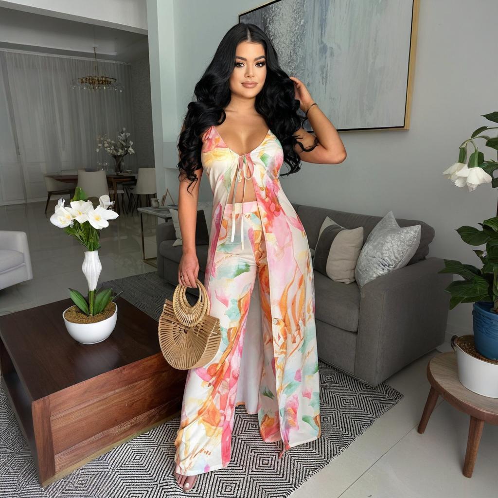 Strap Lace-up Top For Slim Fit Two-piece Suit Women