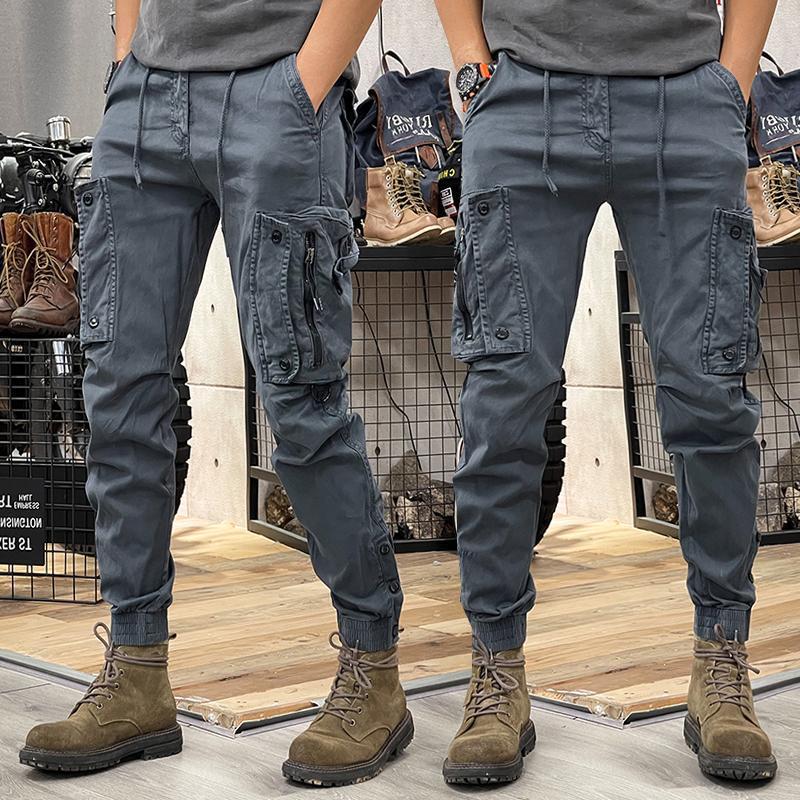 Mens Straight-Leg Outdoor Tactical Casual Pants With Adjustable Cuffs