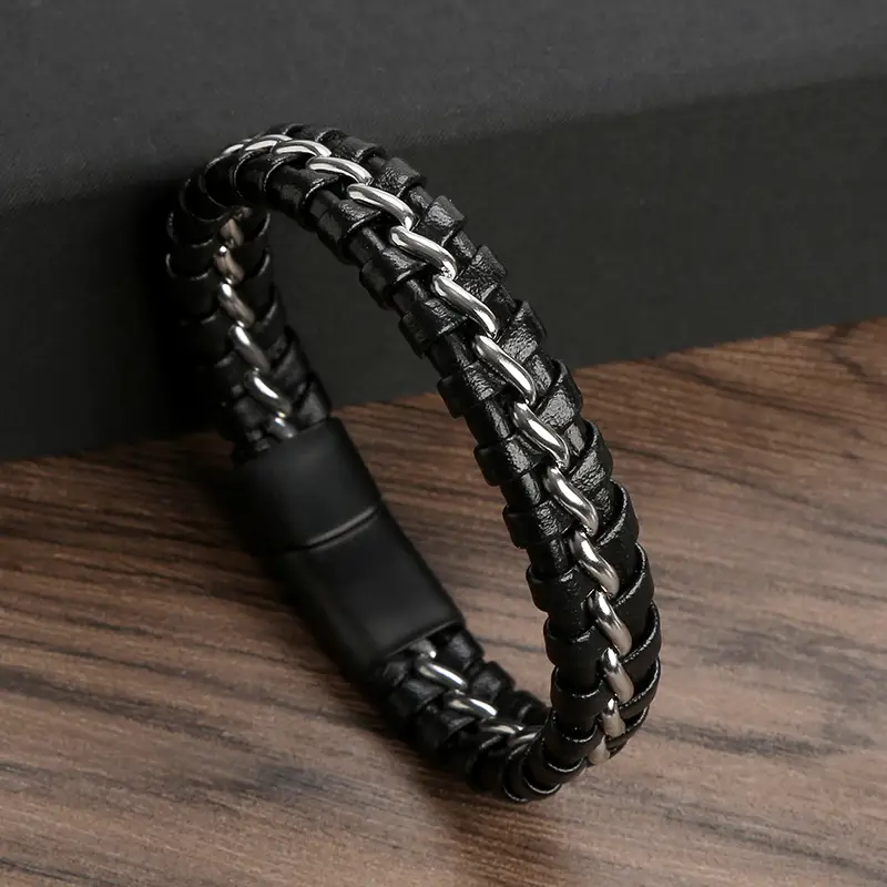 European And American Retro Leather Hand Weaving Bracelet