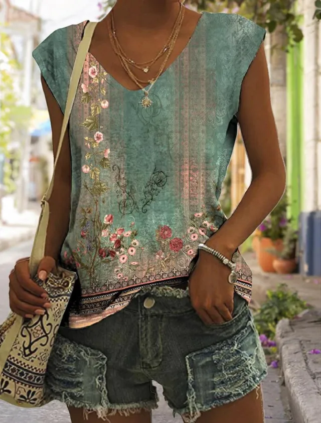 New Women's Tops V neck Fashion Wide Sleeve Casual Vest G45Z803 - Shop at LoveMi