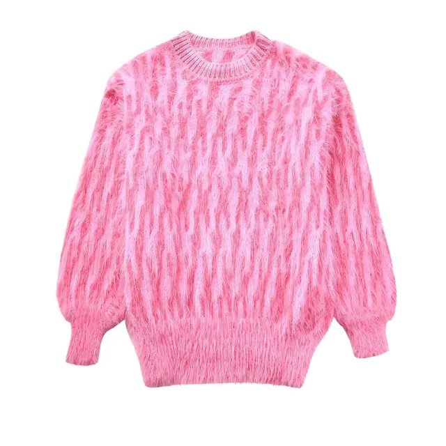 Women's Jacquard Sweater With Sleeves Pink - Shop at LoveMi