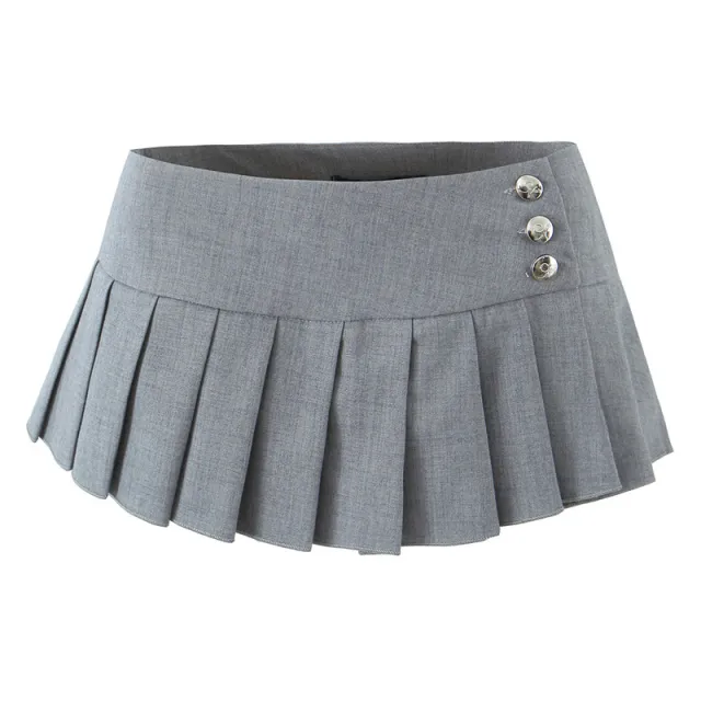 Retro Low Waist Sexy Navel Pleated A Line Anti exposure Skirt Picture Color L - Shop at LoveMi