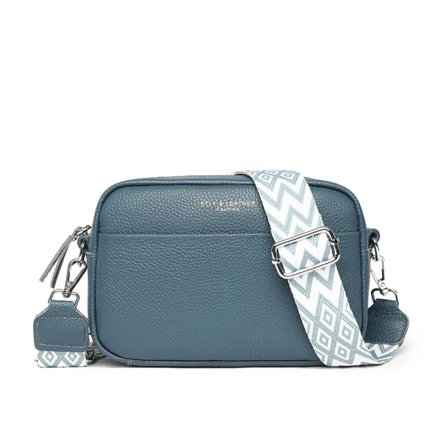 Fashion Shoulder Crossbody Bags With Rhombus Embroidered Wide Shoulder Strap Cute Small Square Bag Women Blue - Shop at LoveMi