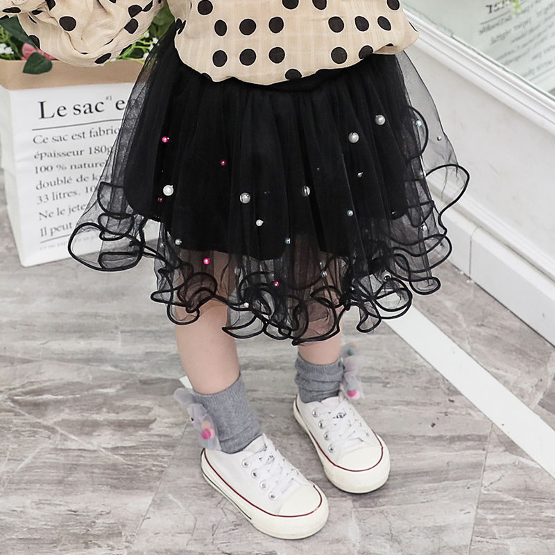 Tulle Tutu Fashion Bead Mesh Princess Skirt Children Dance Skirt Fashion
