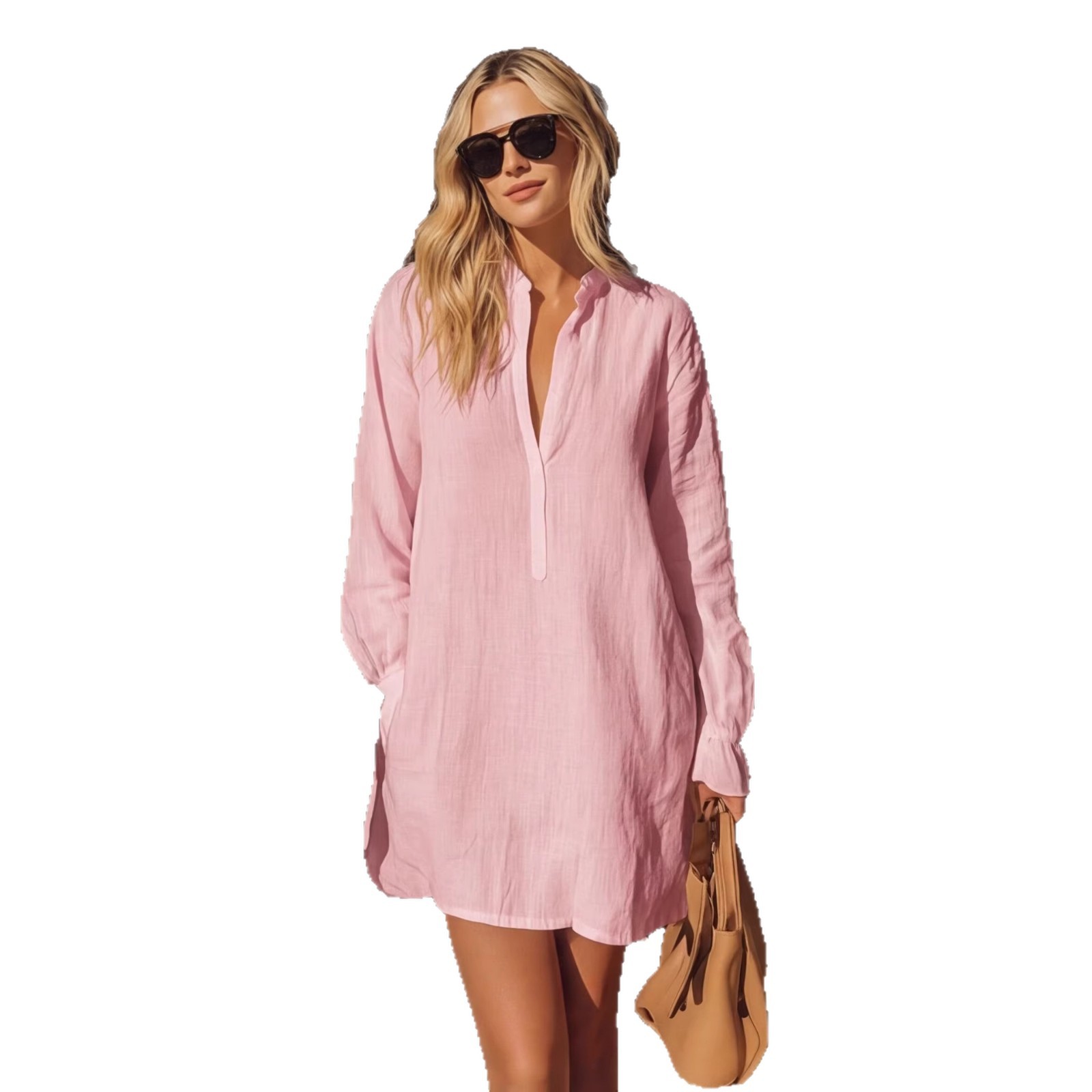 Women's Retro Henry Neck Loose Shirt 2