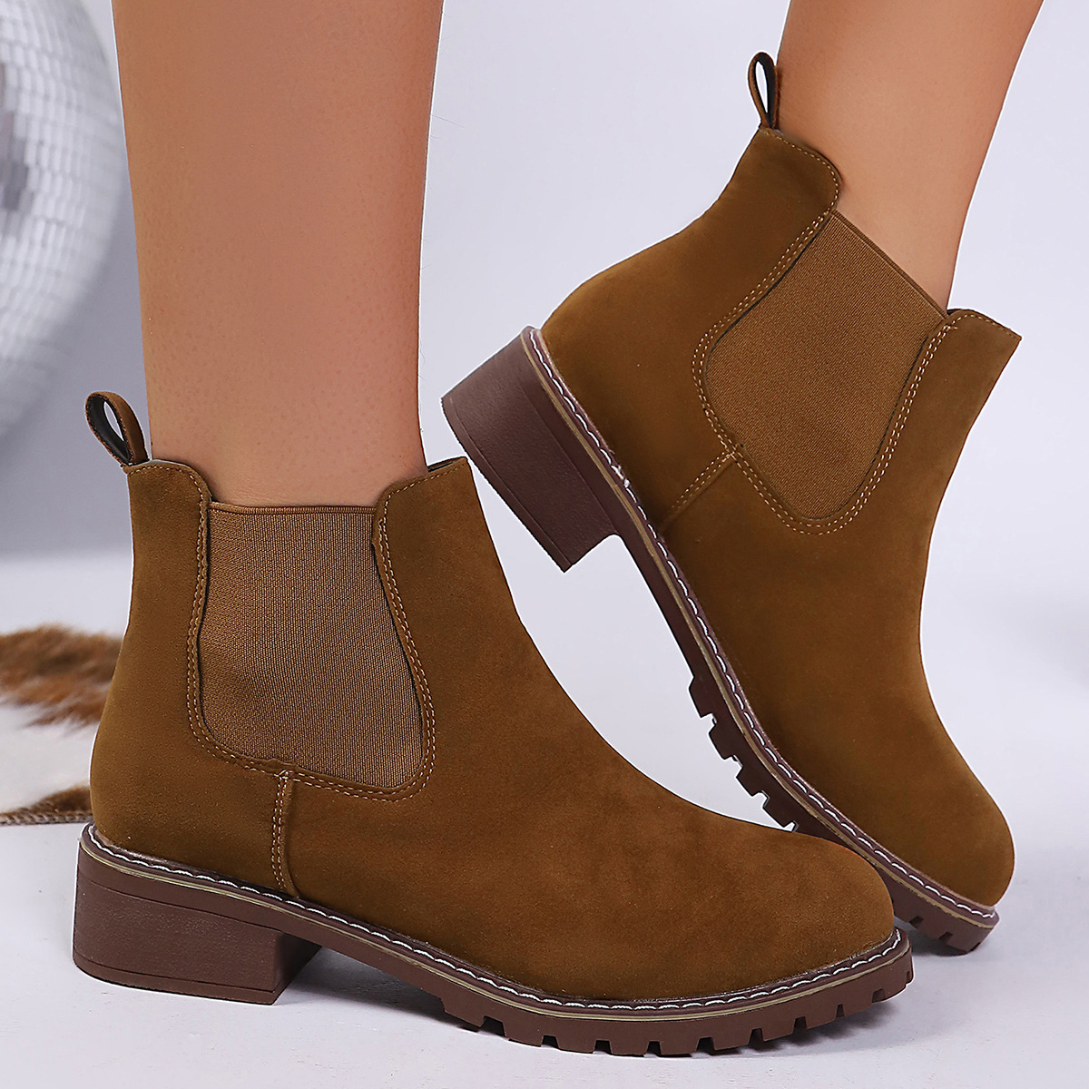 Suede Slip-On Ankle Boots