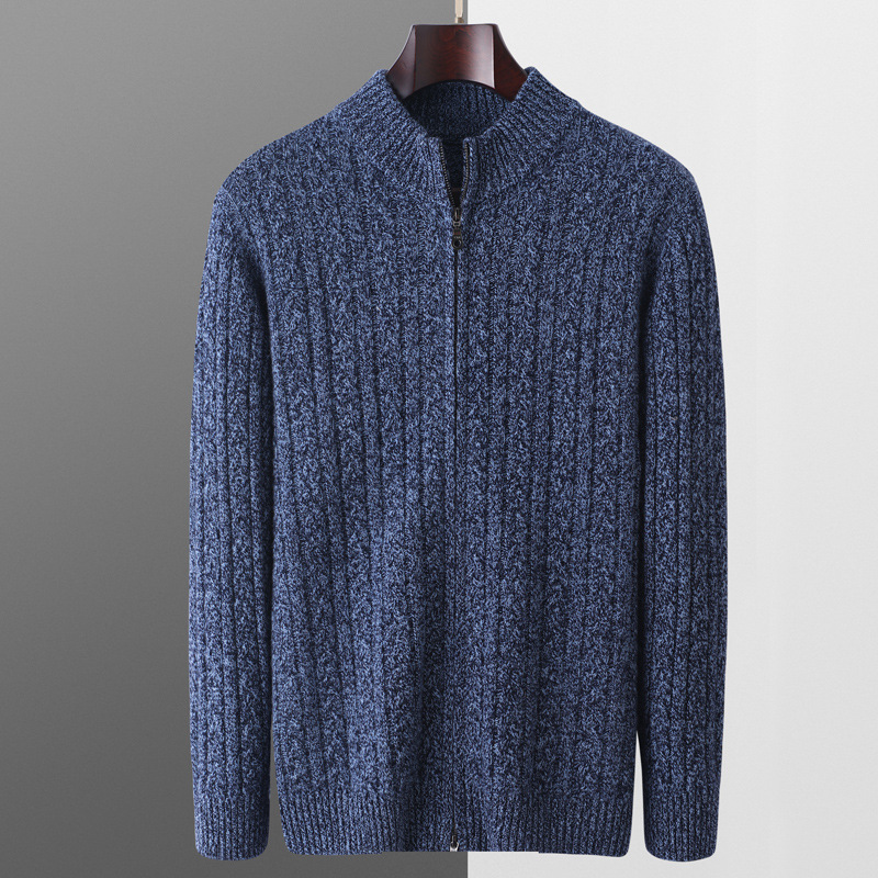 Woolen Sweater Men's Half-high Collar Zipper Top - Image 1