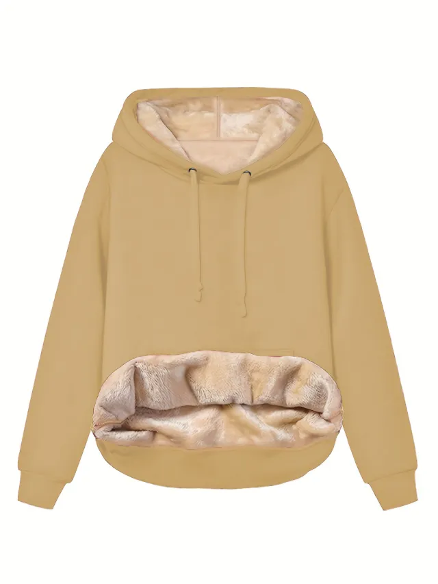 Fashion Women Warm With Velvet Hoodie Coat Khaki - Shop at LoveMi