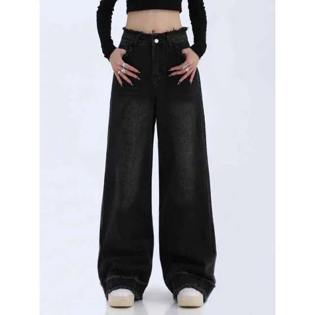 Fashion Loose Cool Wide leg Jeans Women Black - Shop at LoveMi