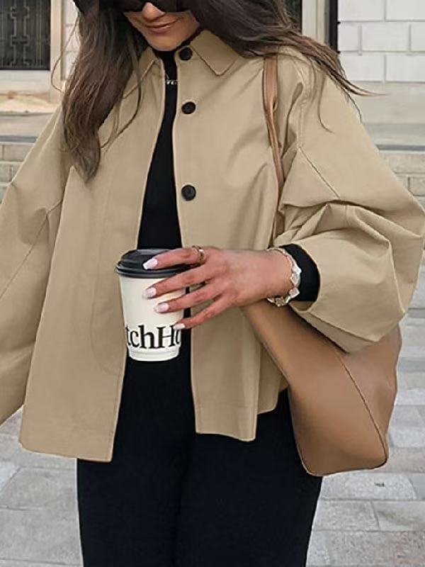 Women's French-style loose mid-length trench coat – workwear chic – front view