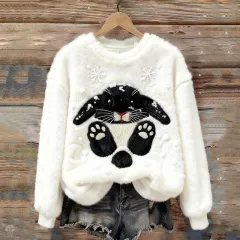 3D Digital Print Pattern Christmas Women's Flannel Sweatshirt - Dz245901Zllwhbl-Xl - View 1