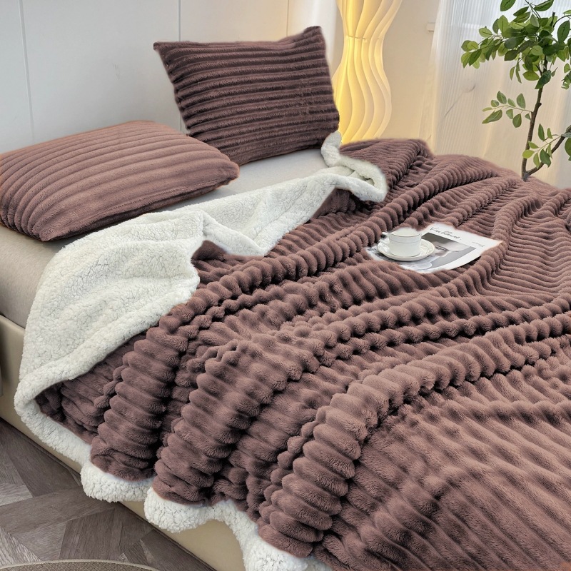 Striped Lambswool Flannel Blanket, picture 4 of 12