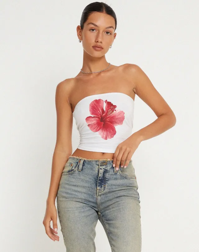 Y2g Printing Tube Top Short Vest European And American Sweet And Spicy Red Flowers - Shop at LoveMi