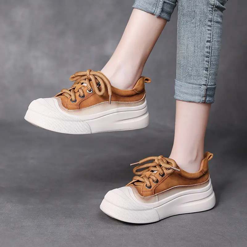 Women's Fashion Full Grain Cow Leather Lace-up
