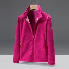 Autumn And Winter New Outdoor Leisure Fleece Sweater Maple Leaf Pattern - Rose Red - View 1