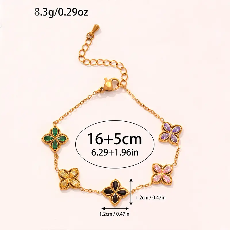 Small Flowers Inlaid Zircon Bracelet For Women