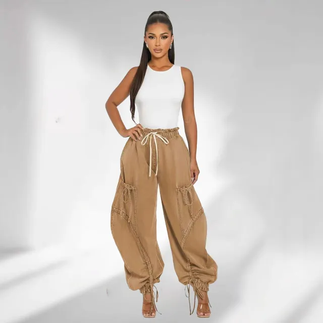 Women's Casual Fashion Loose Straight Jeans Khaki - Shop at LoveMi