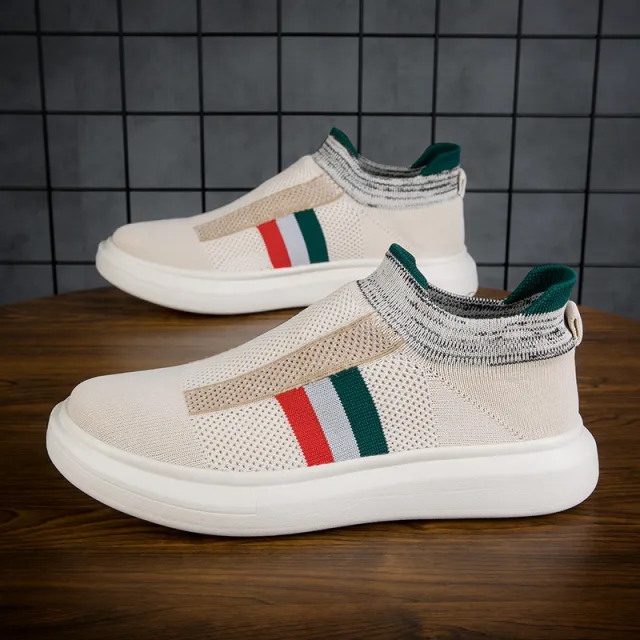 Large Size Casual Flyknit Couple Sneakers Beige - Shop at LoveMi