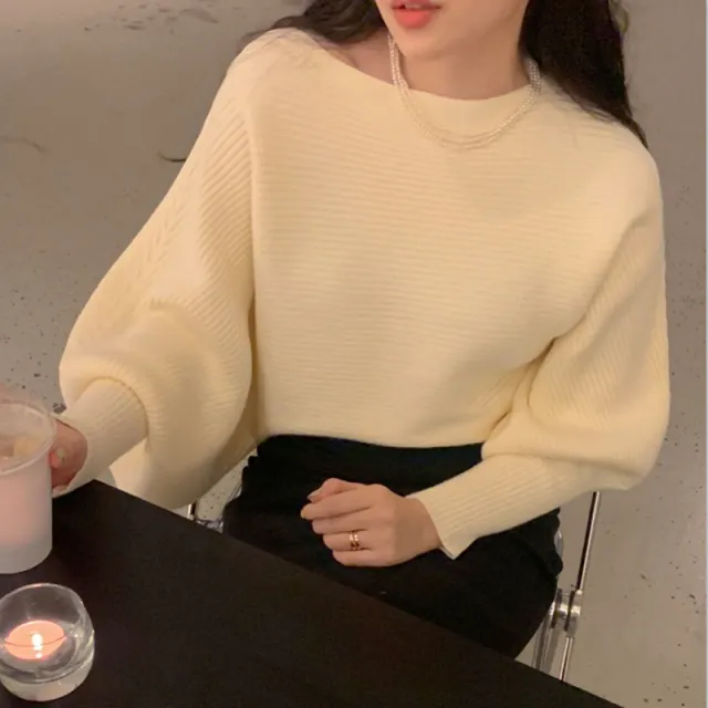 Women's Fashionable Temperament Long sleeved Sweater Beige - Shop at LoveMi
