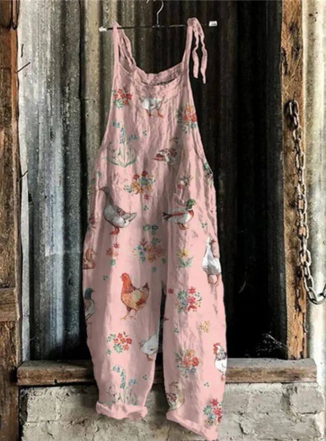 Women's Autumn And Winter Printing Retro Wide Leg Jumpsuit No 13 Flower S - Shop at LoveMi