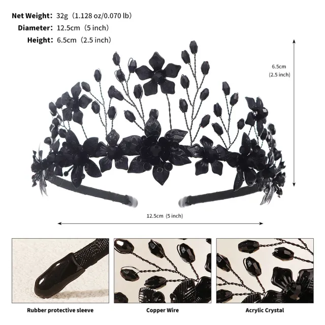 European And American New Halloween Headband Personality Black Crystal - Shop at LoveMi