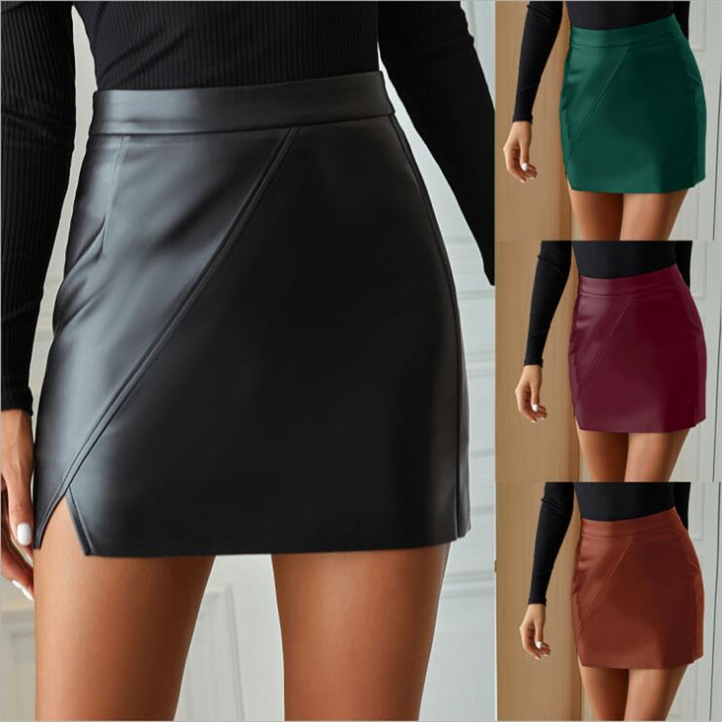 Women's INS Casual High Waist Fashion Irregular PU Leather Skirt