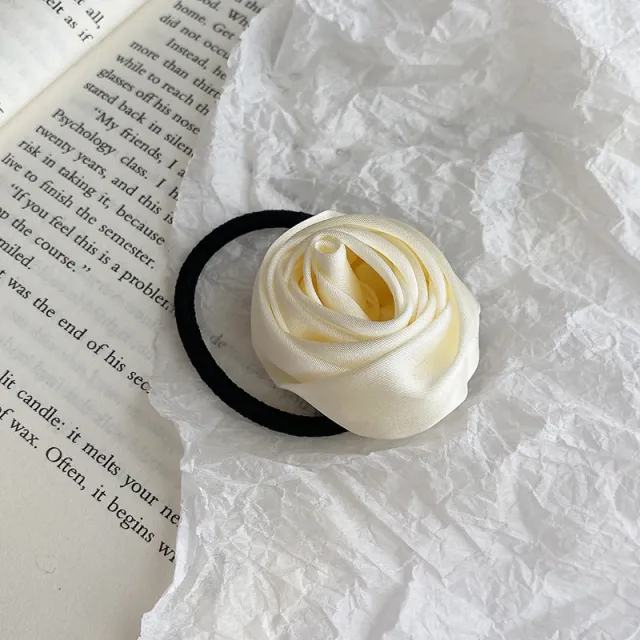 Rose Flower Hairband Niche Rubber Band Rice Apricot - Shop at LoveMi