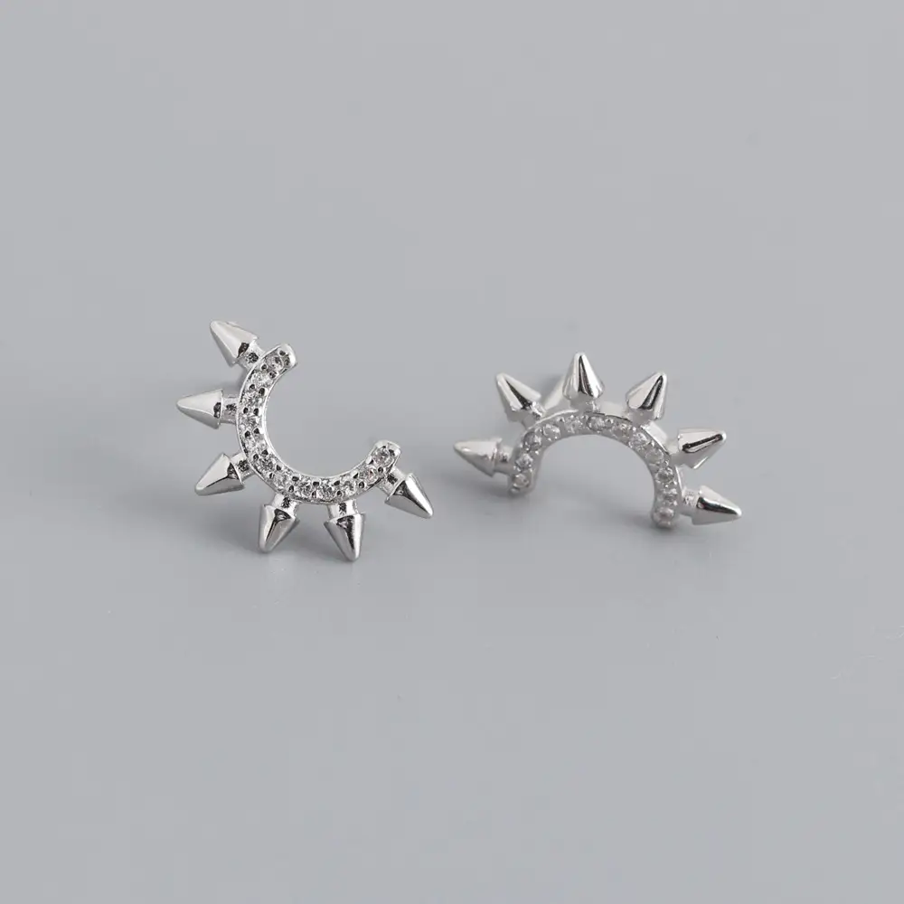 Punk Pointed Tapered S925 Sterling Silver Diamond Fashion Personality Earrings