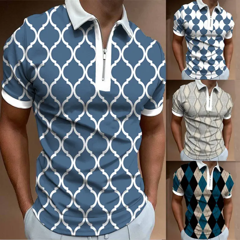 New 3D Fashion-printed Lapel Short-sleeve Top