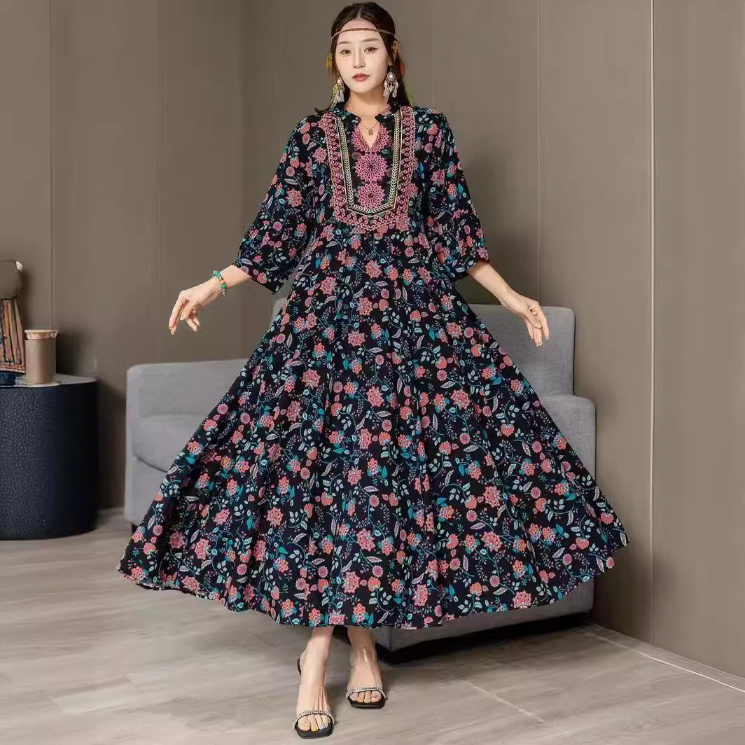 Fashion Personalized Ethnic Style Cotton Dress