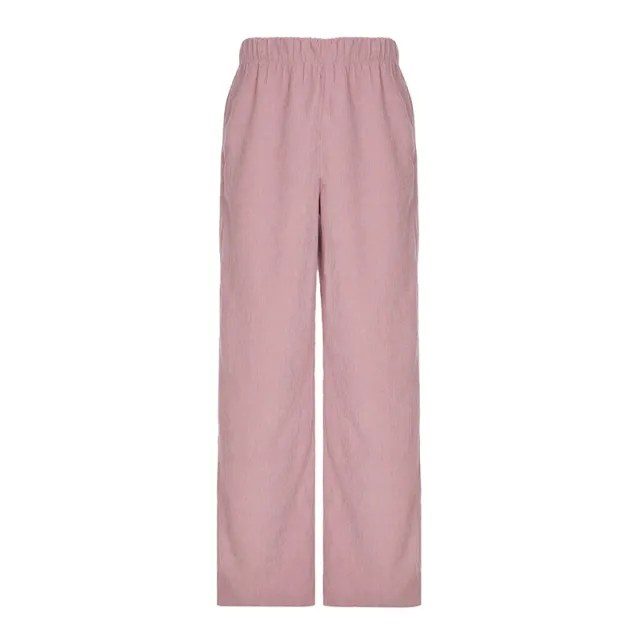 New Corduroy Straight leg Trousers Pink - Shop at LoveMi