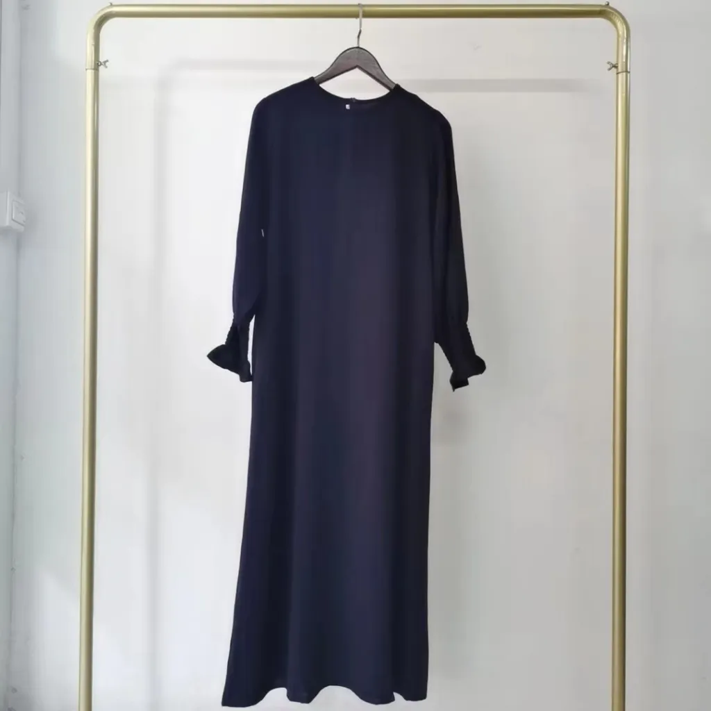 Simple Solid Color Fashion Women's Dress - Dark Blue