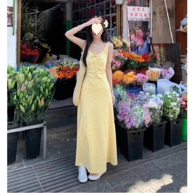 French Sweet Style Waist slimming Long Dress Xqd172 Picture Color - Shop at LoveMi