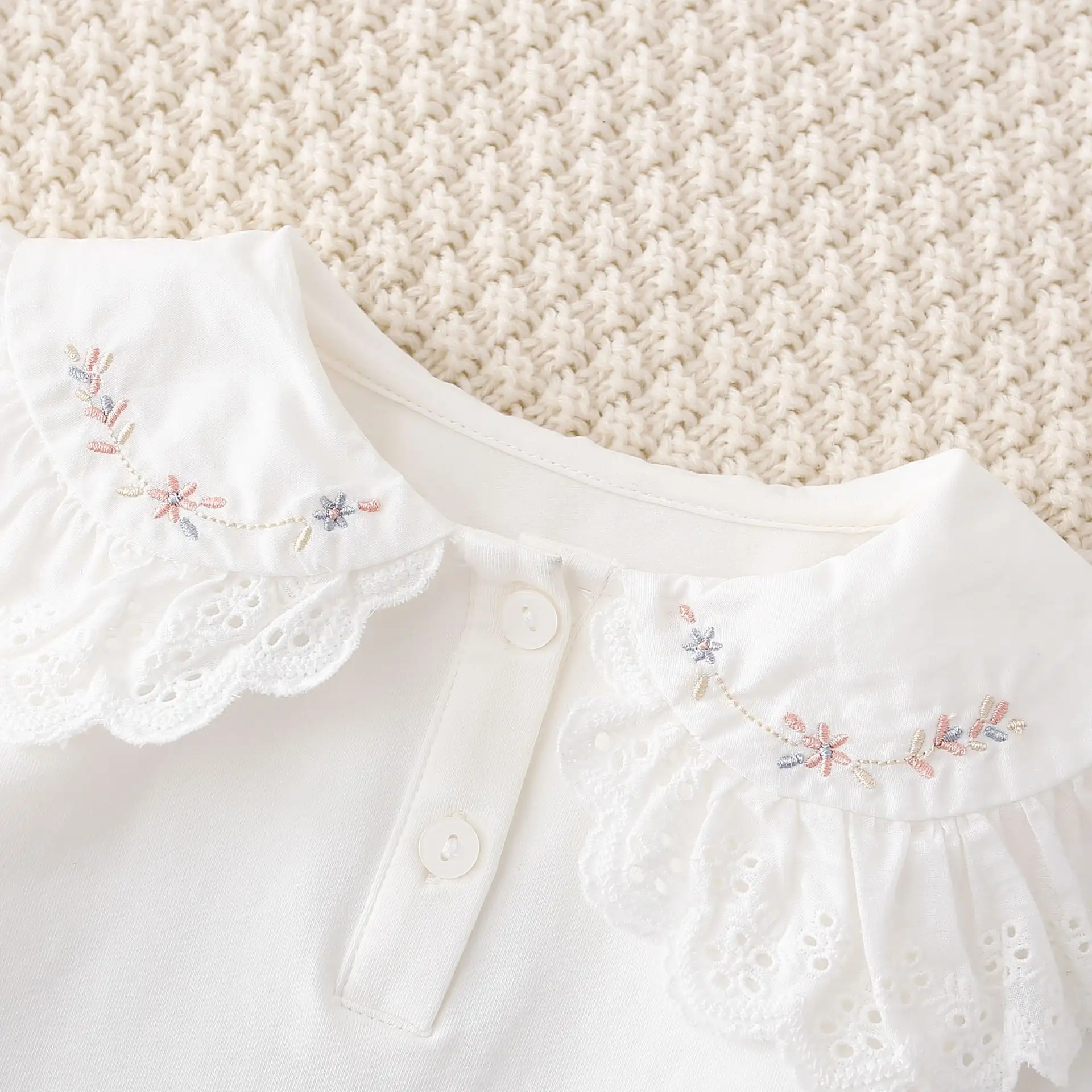 Baby Embroidered Lace Collar Bottoming Shirt White Shirt Versatile