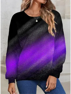 Women's Round-neck Long Sleeve Gradient Sequin Long Sleeve Loose Sweatshirt - 2Color-M - View 1