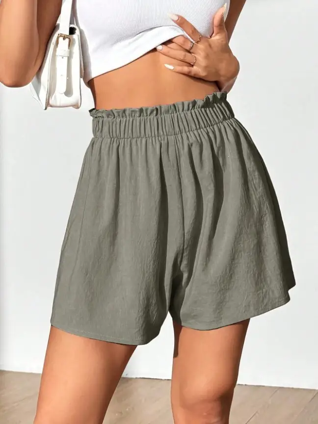 Summer Minimalist Basic Go-to Elastic-waist Casual Shorts