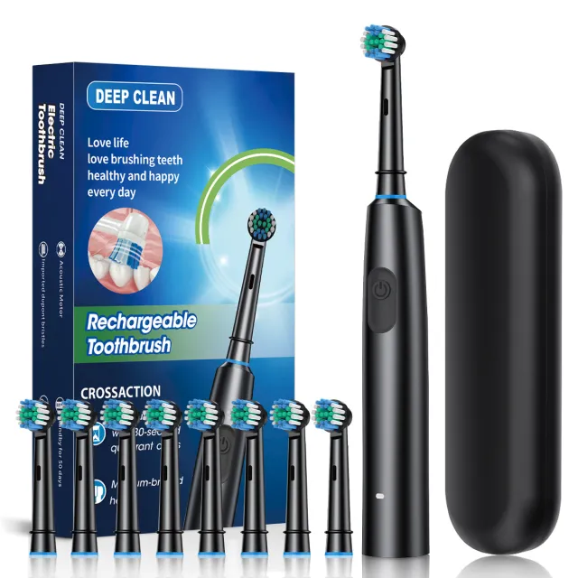 Rotating Round Head Electric Toothbrush Punching Style Black - Shop at LoveMi