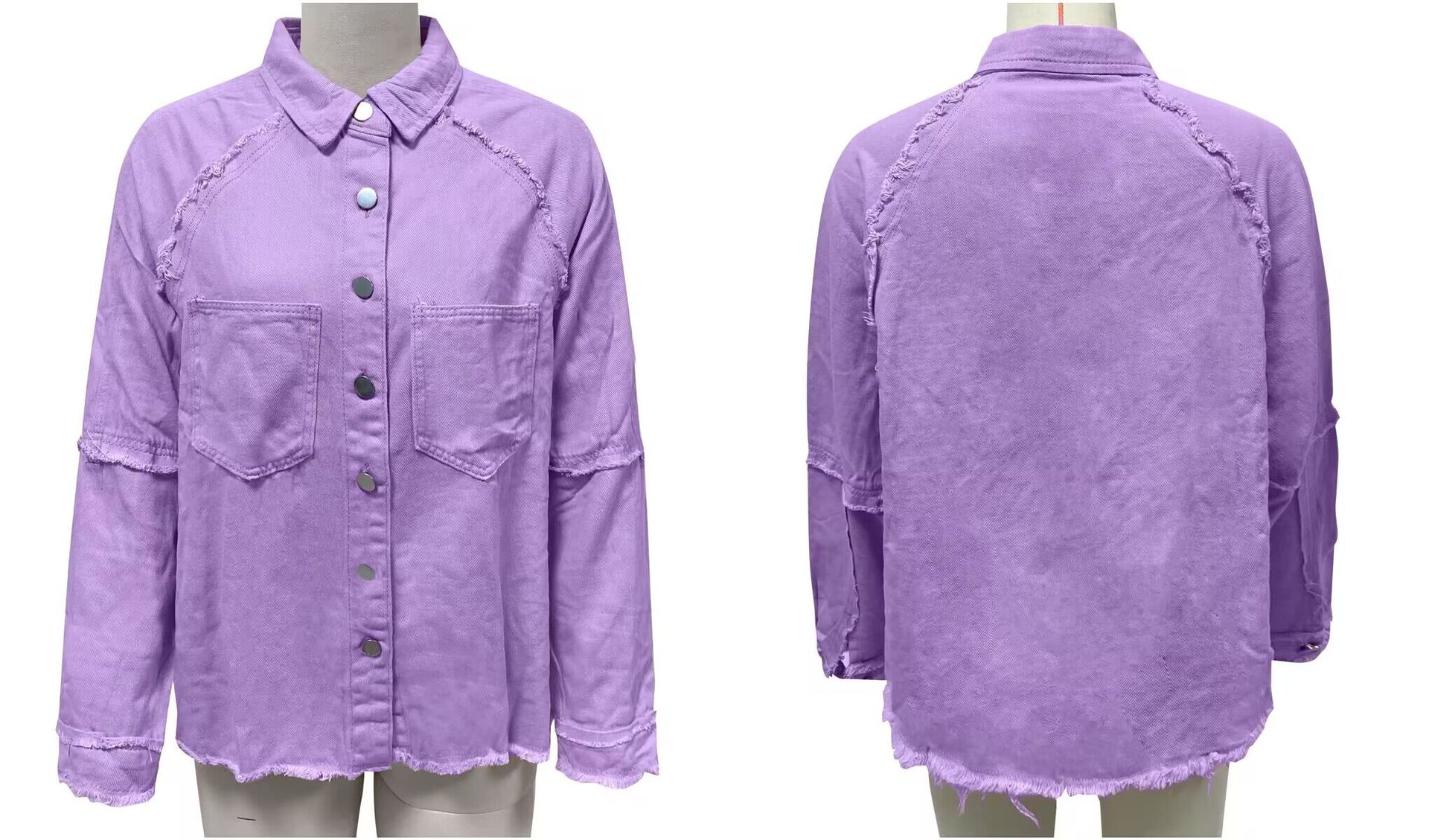 Women's Double-pocket Washed Long-sleeved Denim Coat - Image 37