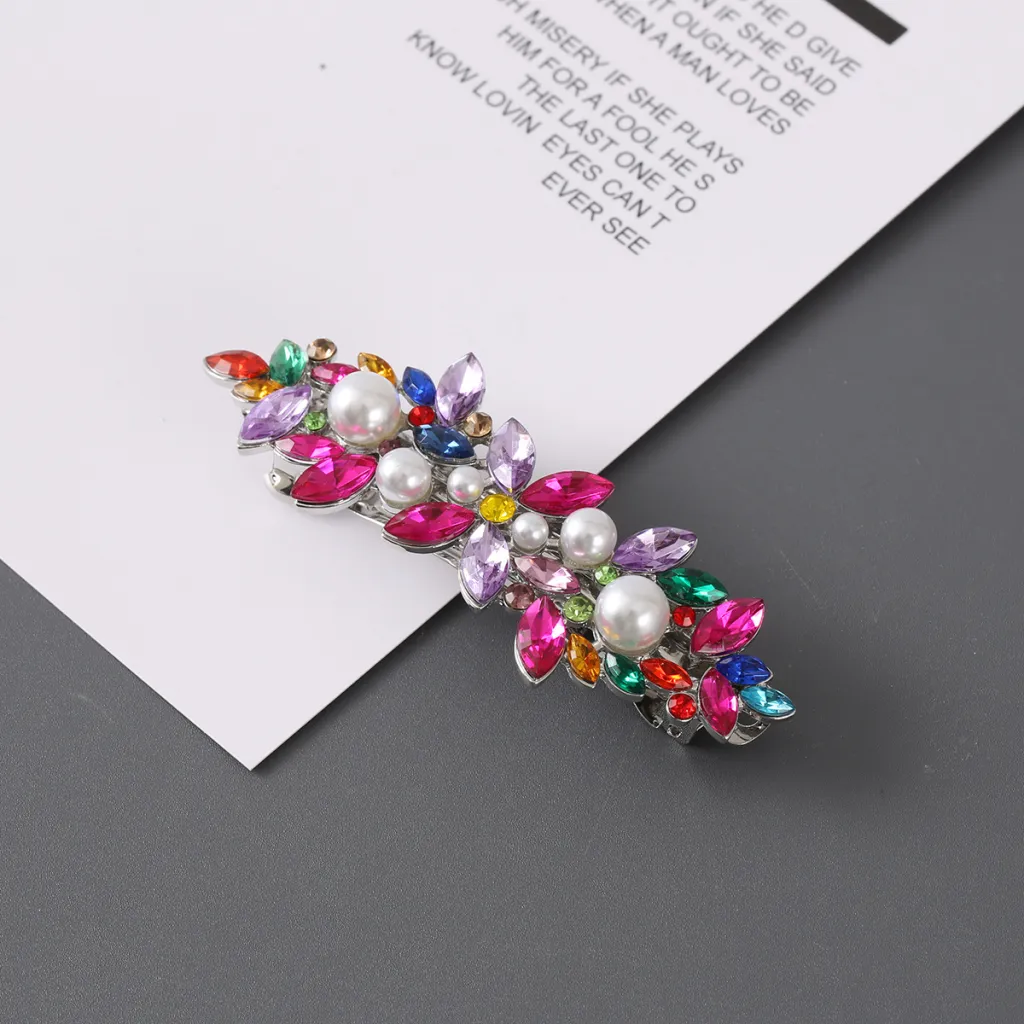 South Korea Rhinestone Bangs Side Clip - Colour Silver Bottom