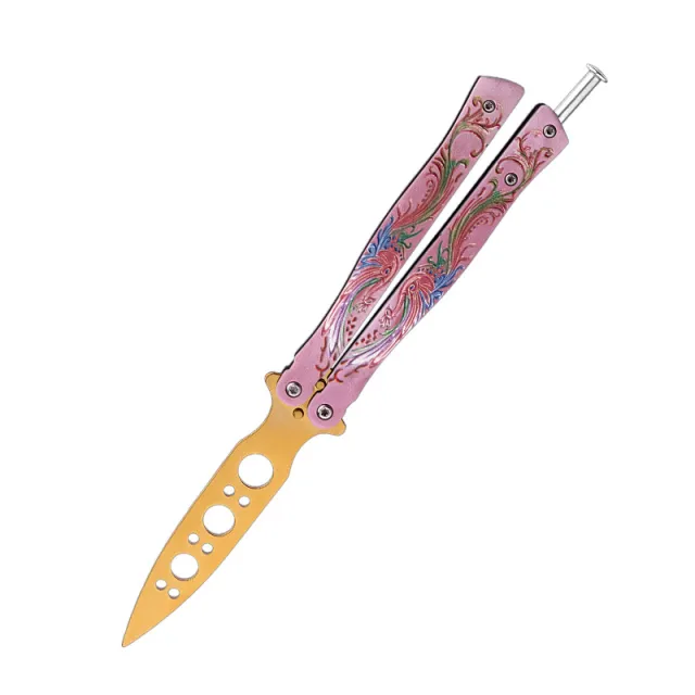 Butterfly Folding Knife Outdoor Training Flail Knife Peacock Pink - Shop at LoveMi
