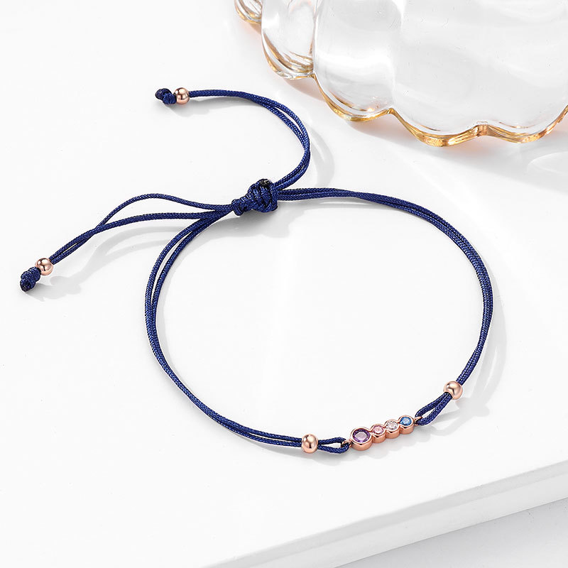 S925 Sterling Silver Color Zircon Woven Hand Strap