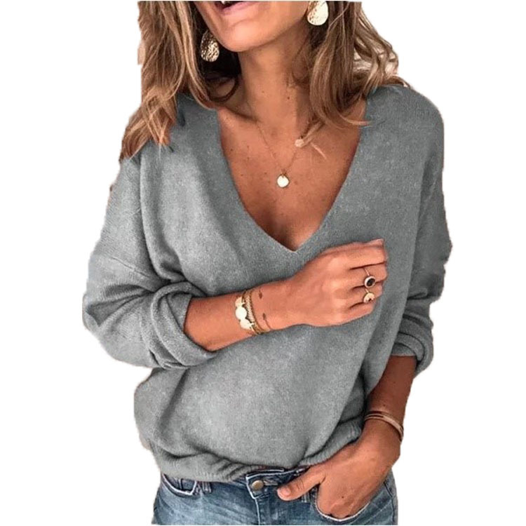 Title 24, Simple long sleeve V-neck pullover for women. A...