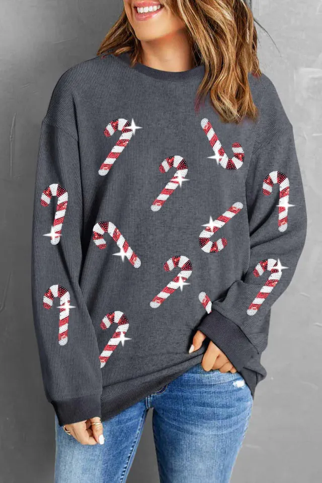 New Christmas Womens Top Relaxed, Casual Long sleeve Design With A Printed Pattern Gray - Shop at LoveMi