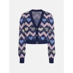 Autumn And Winter Fashionable Minority Cute Love Heart Bow Tie Mohair Knitted Cardigan - Picture Color-Average Size - View 1