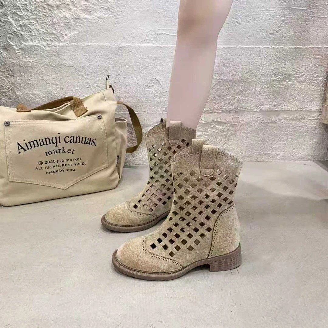 7cm Hollowed-Out Mesh Sandals Mid-Calf Short Boots 16 ecb594d4 1f7a 42de 95a2 914a5f7acaaf