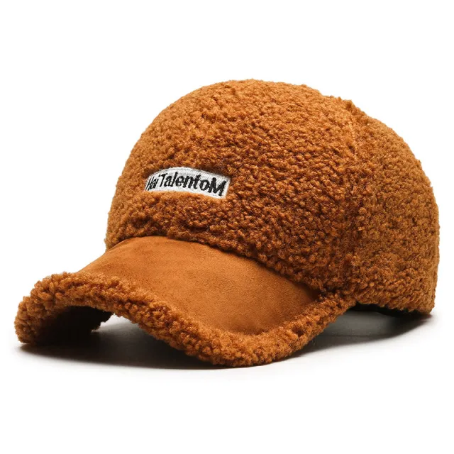 Autumn Winter Color Matching Fashion All match Plush Warm Peaked Cap Brown - Shop at LoveMi