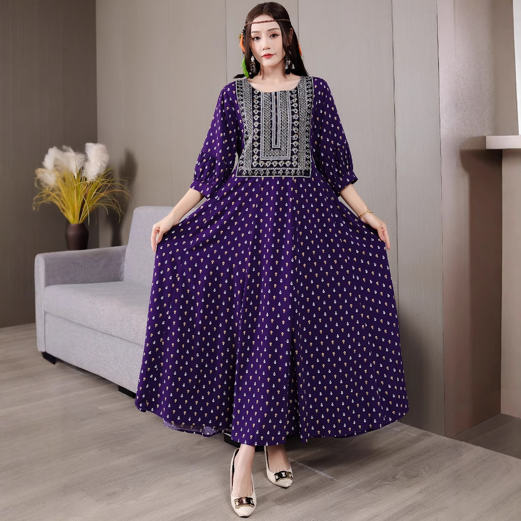 Ethnic Embroidery Large Swing Bohemian Style Dress