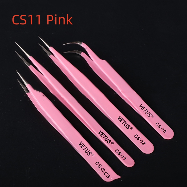 CS Straight Elbow Eyelash Nail Art Bird's Nest Hair Pick High Precision Stainless Steel Tweezers