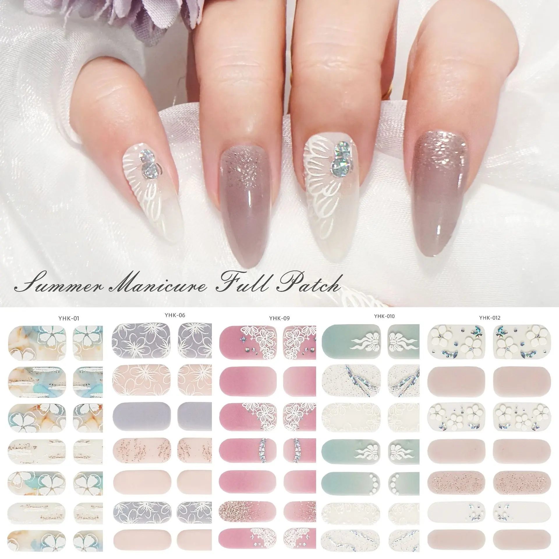 Spring Three-dimensional Relief Nail Stickers 3D Baking-free