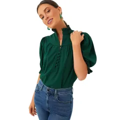 New Ruffled Short Sleeves Top For Women - Colour 1 - View 1